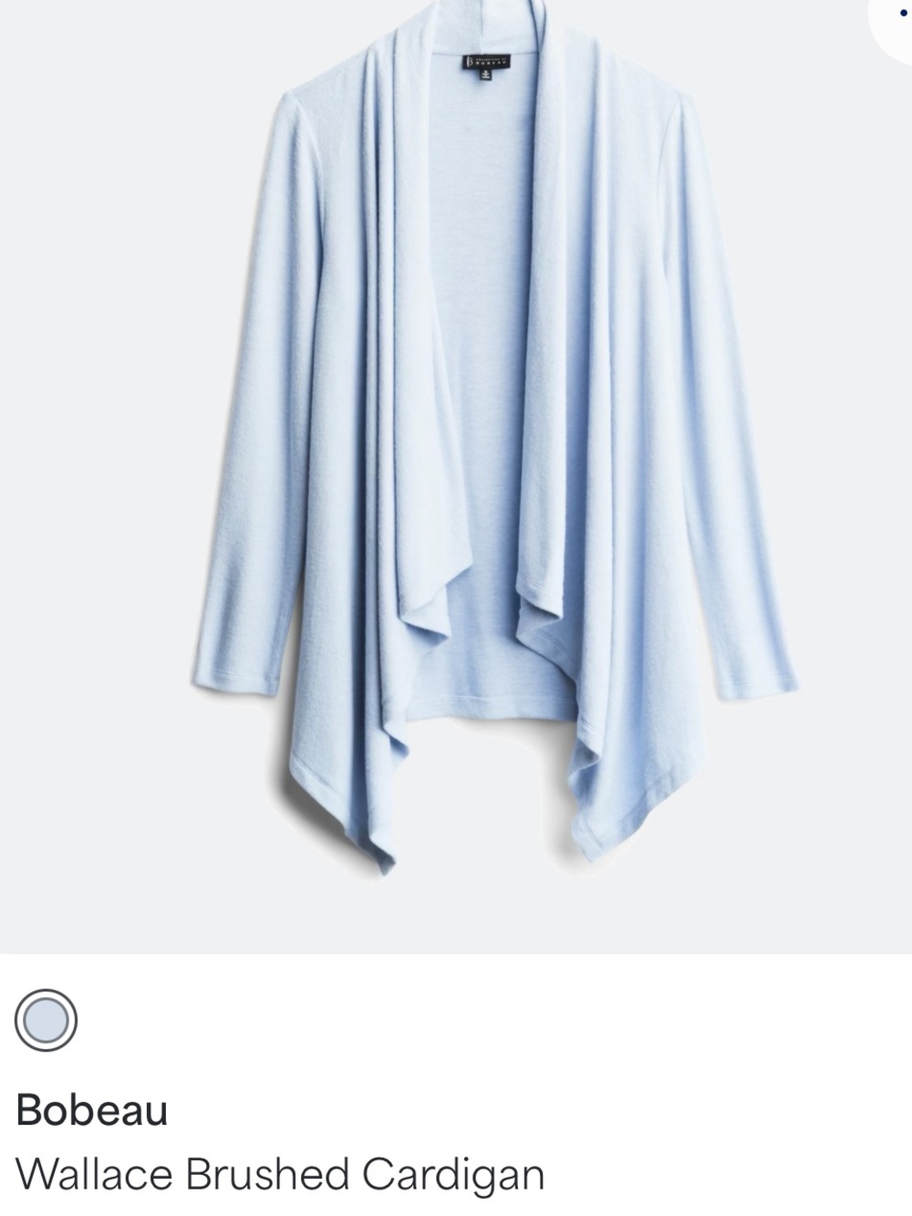 bobeau Pale Blue Draped Open-Front Cardigan